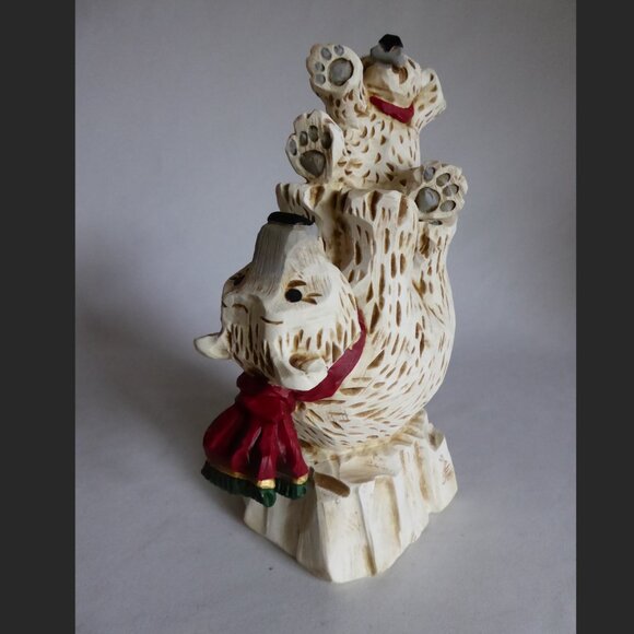 9” VINTAGE STUDIO G DAVID FRYKMAN STUDIO POLAR BEAR CHRISTMAS TREE FIGURE SET - Picture 8 of 16